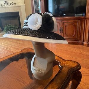 Elegant Black and White Wide-Brim Hat
